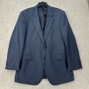 JoS A Bank 100% Wool Sports Coat‎ Blazer Jacket Blue Houndstooth Men 44 L
